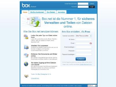Internetseite «Box.net»