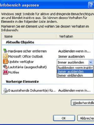 Taskleiste anpassen / Weg mit den nervenden Zeichen - unter Windows lassen sich unerw&uuml;nschte Symbole dauerhaft ausblenden. (BIld: Appel/dpa/tmn)