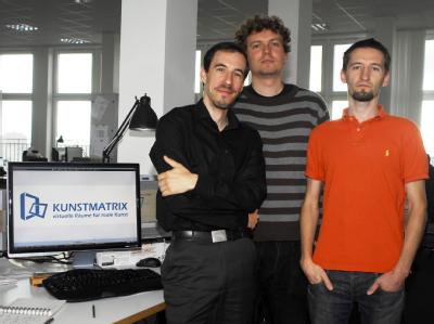 Projekt Kunstmatrix / Architekt Hartwig Bentele (l-r) , Programmierer Kristian Hildebrand und Architekt Christoph Lauterbach sind die Erfinder des Projekts &laquo;Kunstmatrix &raquo;. (Bild: dpa)