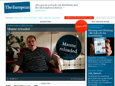 The European / Selbstbewusste Ansage: Die Macher bezeichnen &laquo;The European&raquo; als neues Format f&uuml;r anspruchsvollen Journalismus. (Bild: &laquo;theeuropean.de&raquo;)