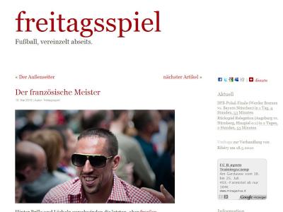 &laquo;freitagssspiel.de&raquo; / &laquo;Freitagsspiel.de&raquo;: Ein Fu&szlig;ball-Weblog, an dem auch Ball-Analphabeten Gefallen finden. (Bild: &laquo;freitagssspiel.de&raquo;)