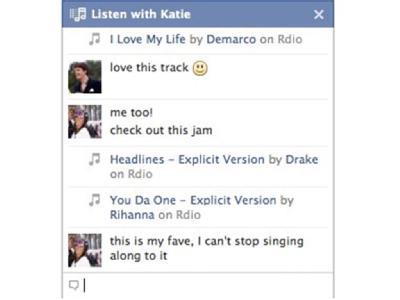 &laquo;Listen with&raquo;-Button / Bei Facebook kann man k&uuml;nftig &laquo;gemeinsam Musikh&ouml;ren&raquo;. Daf&uuml;r wurde der &laquo;Listen with&raquo;-Button eingef&uuml;hrt. (Foto: Facebook)